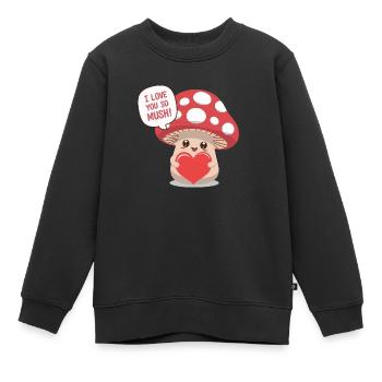 I Love You So Mush - Süßes Mushroom Love Wortspiel - Kinder Premium Organic Sweatshirt - Schwarz - Vorne - AI Model Kid Female (0cm)