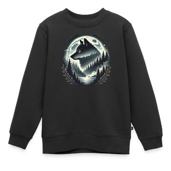 Équipe Loup, Protection des loups, Conservation de la nature, Protection des loups - Sweat Premium enfant bio - noir - Devant - AI Model Kid Female (0cm)