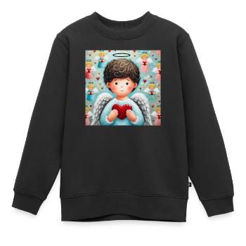 Engel mit Herz - Kinder Premium Organic Sweatshirt - Schwarz - Vorne - AI Model Kid Female (0cm)