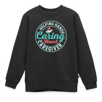 Mains serviables Soins du cœur Aidant Soins Soins Ca - Sweat Premium enfant bio - noir - Devant - AI Model Kid Female (0cm)