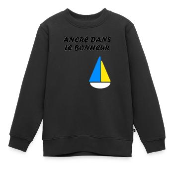 ancré dans le bonheur - Sweat Premium enfant bio - noir - Devant - AI Model Kid Female (0cm)