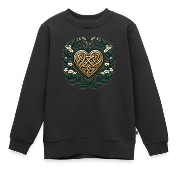 Art celtique coeur printanier druide païen oeuvre - Sweat Premium enfant bio - noir - Devant - AI Model Kid Female (0cm)