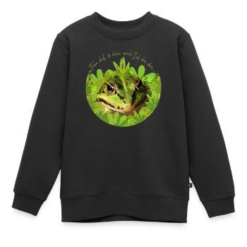 Grenouille Prince Roi Embrasse-Moi - Sweat Premium enfant bio - noir - Devant - AI Model Kid Female (0cm)