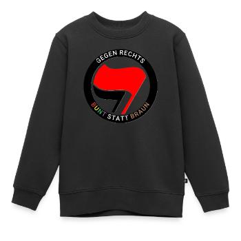 Antifa - Colorful instead of brown - Kids Premium Organic Sweatshirt - black - Front - AI Model Kid Female (0cm)
