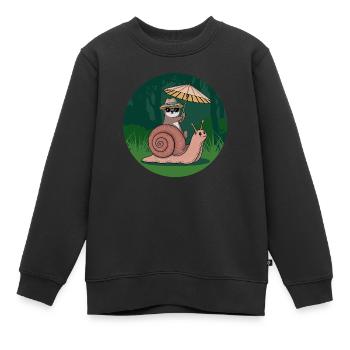Lustiger Otter mit Sonnenschirm sitzt auf Schnecke - Kinder Premium Organic Sweatshirt - Schwarz - Vorne - AI Model Kid Female (0cm)