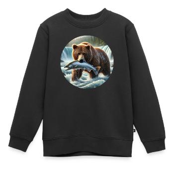 Grizzly Bär - Kinder Premium Organic Sweatshirt - Schwarz - Vorne - AI Model Kid Female (0cm)