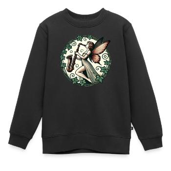 Saxophon Fee - Kinder Premium Organic Sweatshirt - Schwarz - Vorne - AI Model Kid Female (0cm)
