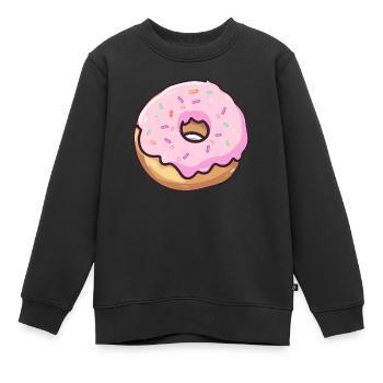 Pinker Zucker Donut - Kinder Premium Organic Sweatshirt - Schwarz - Vorne - AI Model Kid Female (0cm)