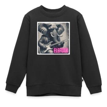 Elefant mit Anzug und Gitarre - Kinder Premium Organic Sweatshirt - Schwarz - Vorne - AI Model Kid Female (0cm)