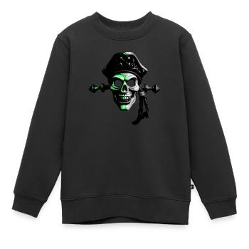 Pirat Comicart Green - Kinder Premium Organic Sweatshirt - Schwarz - Vorne - AI Model Kid Female (0cm)