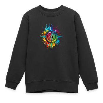 Boussole - Sweat Premium enfant bio - noir - Devant - AI Model Kid Female (0cm)