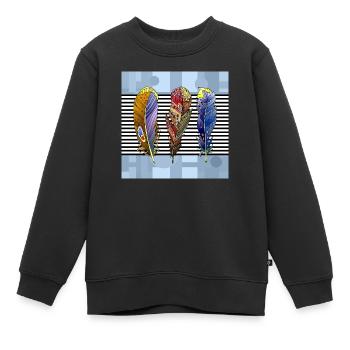Feder - Kinder Premium Organic Sweatshirt - Schwarz - Vorne - AI Model Kid Female (0cm)