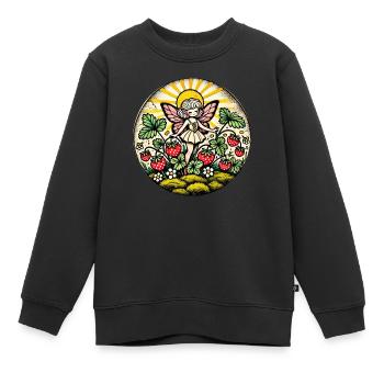 Erdbeer-Fee - Kinder Premium Organic Sweatshirt - Schwarz - Vorne - AI Model Kid Female (0cm)