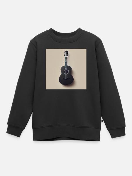 Schwarze Gitarre mit minimalistischen Design - Kinder Premium Organic Sweatshirt - Schwarz