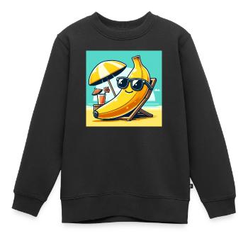 Entspannt wie eine Banane am Strand! Relaxen - Kinder Premium Organic Sweatshirt - Schwarz - Vorne - AI Model Kid Female (0cm)