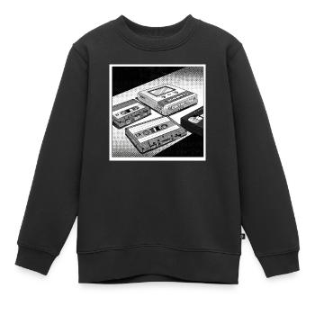 90er-Kultobjekte: Comic-Look für Walkman & Co. - Kinder Premium Organic Sweatshirt - Schwarz - Vorne - AI Model Kid Female (0cm)