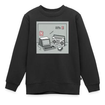 90er Kultobjekte : Walkman, Computer und Co. - Kinder Premium Organic Sweatshirt - Schwarz - Vorne - AI Model Kid Female (0cm)