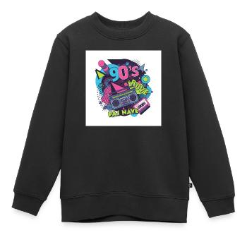 90er-Jahre-Vibes: Walkman, Kasette und Co. - Kinder Premium Organic Sweatshirt - Schwarz - Vorne - AI Model Kid Female (0cm)