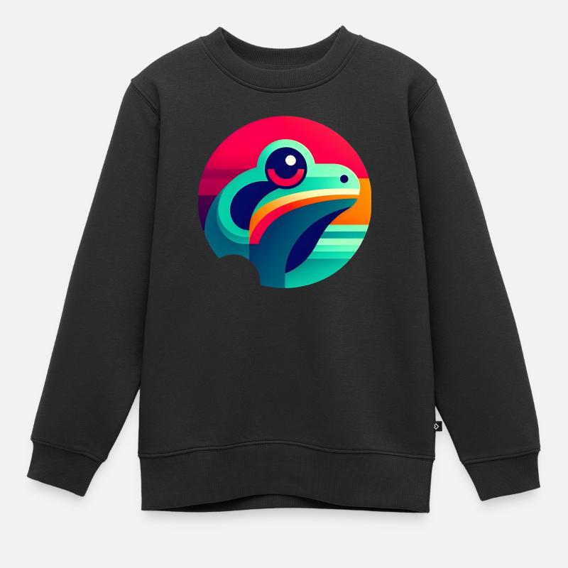 Laubfrosch Illustration abstrakt - Kinder Premium Organic Sweatshirt - Schwarz