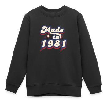Hergestellt im Jahr 1981 Retro - Kinder Premium Organic Sweatshirt - Schwarz - Vorne - AI Model Kid Female (0cm)