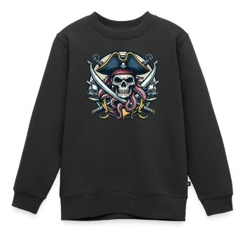 Pirate - Sweat Premium enfant bio - noir - Devant - AI Model Kid Female (0cm)