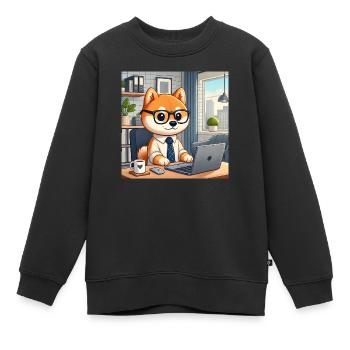 Shiba-Vater bei der Arbeit - Kinder Premium Organic Sweatshirt - Schwarz - Vorne - AI Model Kid Female (0cm)