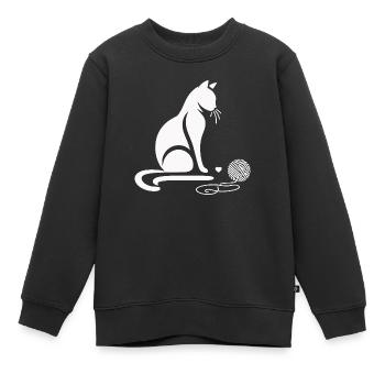 chat animal animaux de compagnie - Sweat Premium enfant bio - noir - Devant - AI Model Kid Female (0cm)
