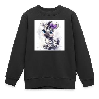 Cute Zebra for Girls - Kids Premium Organic Sweatshirt - black - Front - AI Model Kid Female (0cm)