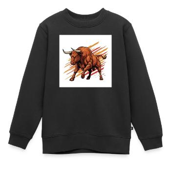 Taureau - Marché Boursier - Succès - Forte performance - Sweat Premium enfant bio - noir - Devant - AI Model Kid Female (0cm)