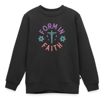 Form In Faith - Kids Premium Organic Sweatshirt - black - Front - AI Model Kid Female (0cm)