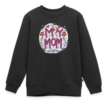 Ma Maman - Amour de l’Art Floral - Sweat Premium enfant bio - noir - Devant - AI Model Kid Female (0cm)