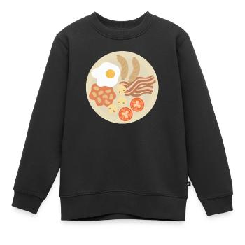 Petit-déjeuner anglais complet - Sweat Premium enfant bio - noir - Devant - AI Model Kid Female (0cm)