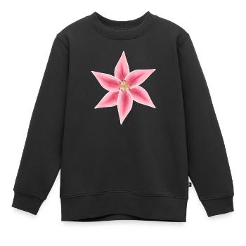 fleur de lys rose et blanche - Sweat Premium enfant bio - noir - Devant - AI Model Kid Female (0cm)