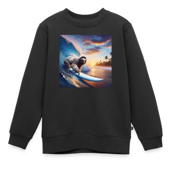 Faultier Wanderer Surfer - Kinder Premium Organic Sweatshirt - Schwarz - Vorne - AI Model Kid Female (0cm)