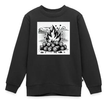 Campfire in comic book style: warmth & atmosphere - Kids Premium Organic Sweatshirt - black - Front - AI Model Kid Female (0cm)