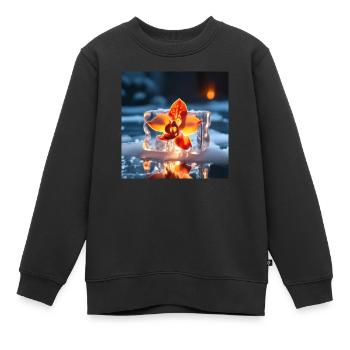 Orchidée - Sweat Premium enfant bio - noir - Devant - AI Model Kid Female (0cm)