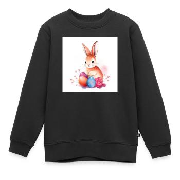 „Hasenfreunde unterwegs“ - Kinder Premium Organic Sweatshirt - Schwarz - Vorne - AI Model Kid Female (0cm)