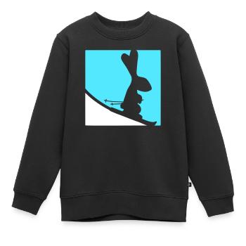lapin ski lapin ski hiver ski neige - Sweat Premium enfant bio - noir - Devant - AI Model Kid Female (0cm)