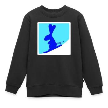 lapin ski lapin ski hiver ski neige - Sweat Premium enfant bio - noir - Devant - AI Model Kid Female (0cm)