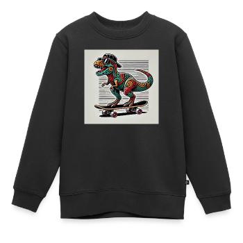 Patineur Saurus Rex - Sweat Premium enfant bio - noir - Devant - AI Model Kid Female (0cm)