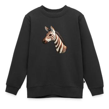 Tête D’okapi Motif Animalier Rare - Sweat Premium enfant bio - noir - Devant - AI Model Kid Female (0cm)