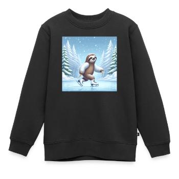 Patin à glace Sloth Wanderer - Sweat Premium enfant bio - noir - Devant - AI Model Kid Female (0cm)