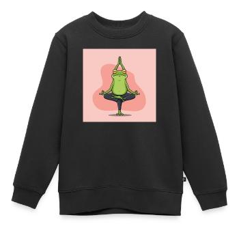 Der Yoga-Frosch: Entspannung und Balance - Kinder Premium Organic Sweatshirt - Schwarz - Vorne - AI Model Kid Female (0cm)