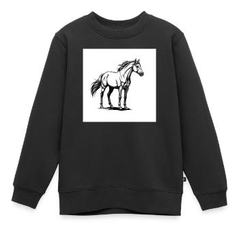 Pferde: Freunde und Begleiter - Kinder Premium Organic Sweatshirt - Schwarz - Vorne - AI Model Kid Female (0cm)