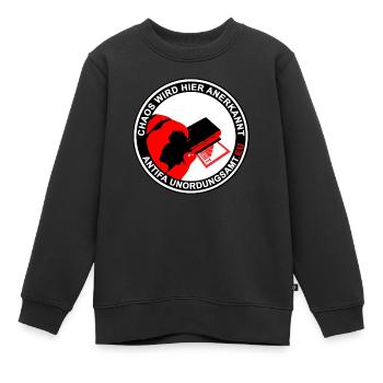 Timbre de bureau antifa Disorder - Sweat Premium enfant bio - noir - Devant - AI Model Kid Female (0cm)