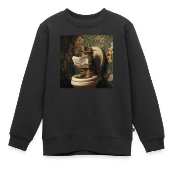 Litter box - Kids Premium Organic Sweatshirt - black - Front - AI Model Kid Female (0cm)