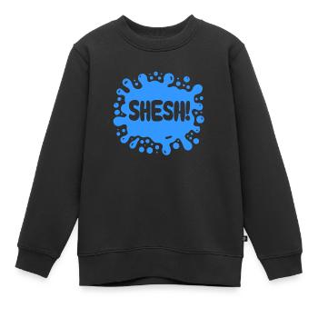 CHUT ! Blue Splat - Gen Alpha Phrase - Sweat Premium enfant bio - noir - Devant - AI Model Kid Female (0cm)