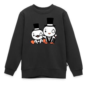 2 Vögel reich wohlhabend Zwei Herren Zylinder Hut - Kinder Premium Organic Sweatshirt - Schwarz - Vorne - AI Model Kid Female (0cm)