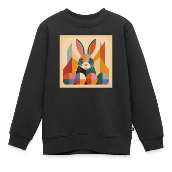 Lapin de Pâques n° 09 - Sweat Premium enfant bio - noir - Devant - AI Model Kid Female (0cm)