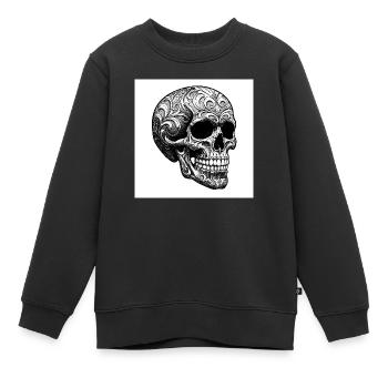 Crâne : symbole de mort et de rébellion - Sweat Premium enfant bio - noir - Devant - AI Model Kid Female (0cm)